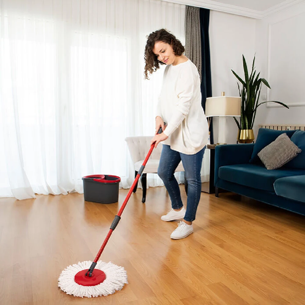 Vileda Spino Ultra Cleaning Mop Bucket Cleaning Kit Wash Floor Microfiber Cloth Wet Dry Hands Tightening to Release the Mat