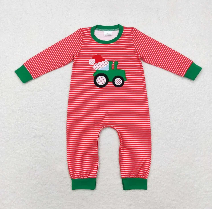 

Детские комбинезоны на молнии, тракторы, вышивка, рождественские длинные брюки с длинными рукавами, комбинезоны, одежда