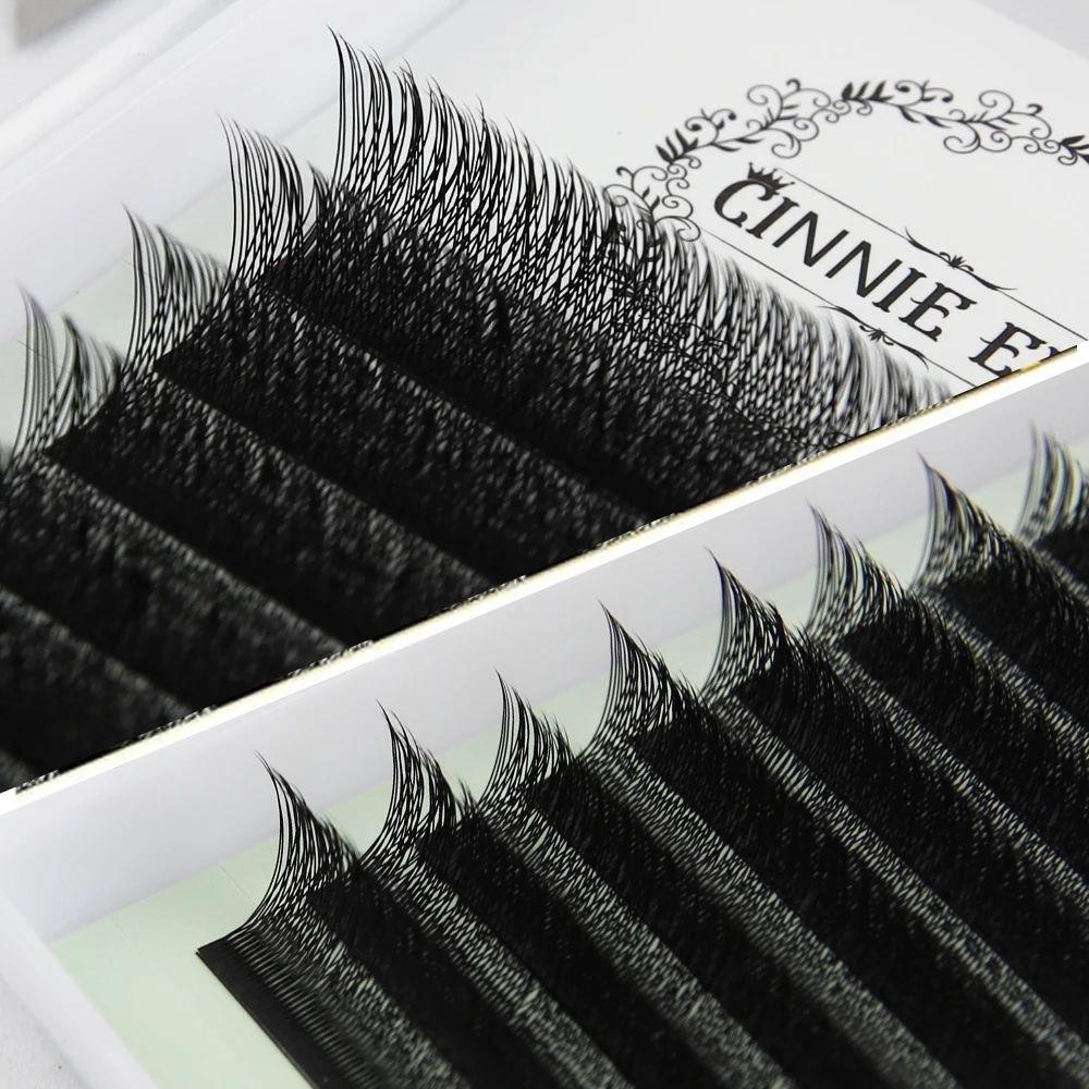 4D W Eyelashes Extensions Individual Lash Premade Fans Soft Volume Eyelash Natural Mesh Net Cross Four Leaf Clover Mink Cilia