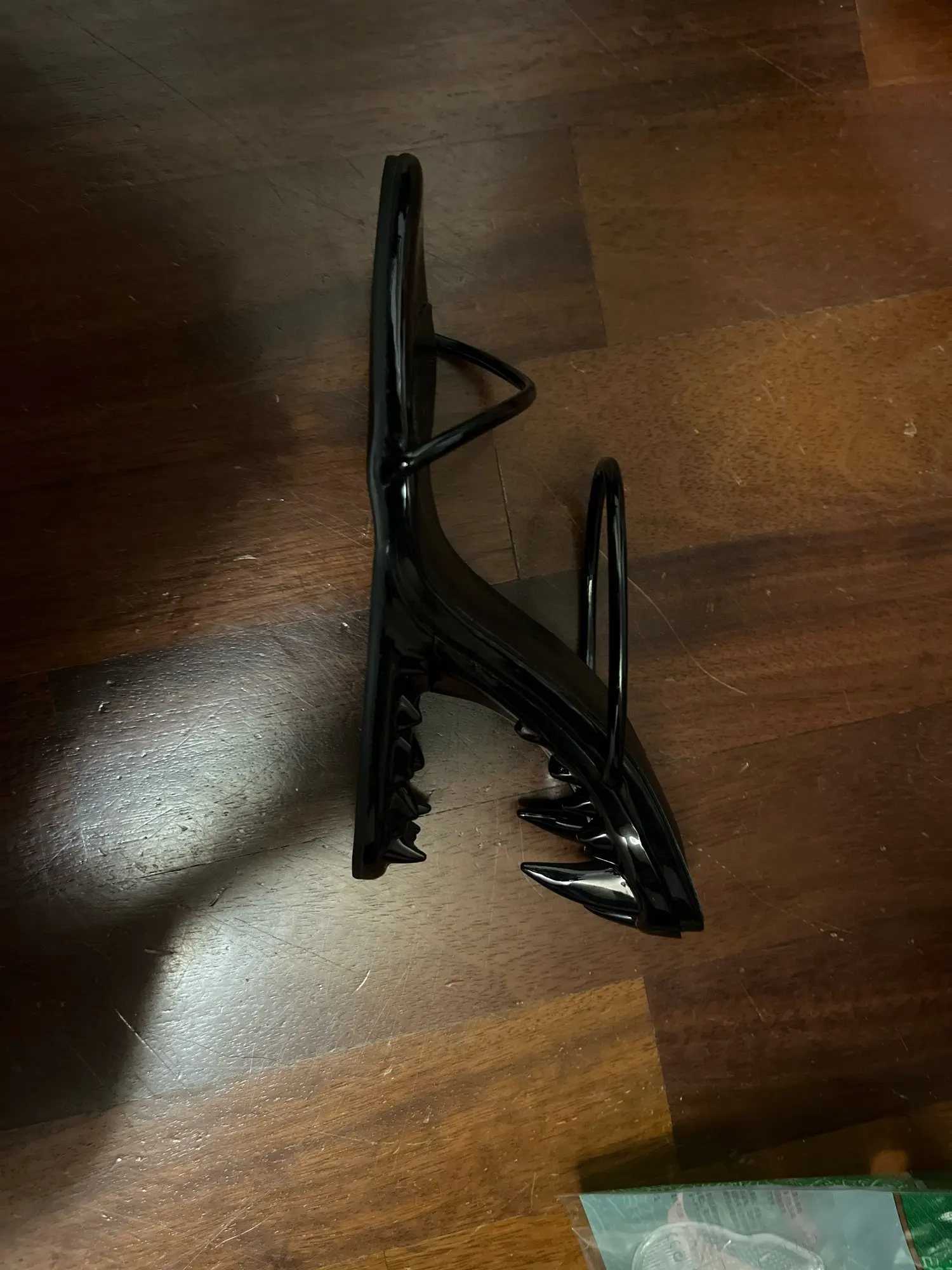 Black Patent Leather High Heeled Fang Sandals