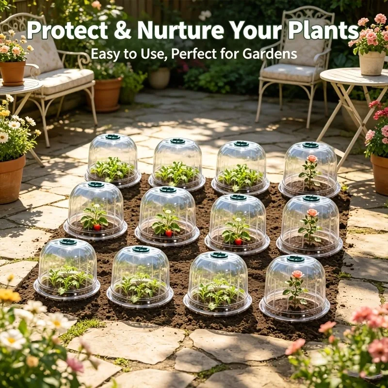 5-12Pc Insulation Moisture Protection Planting Cover Greenhouse Gardening Seedling Nursery Covers Flower Pot Lid Seedling Covery