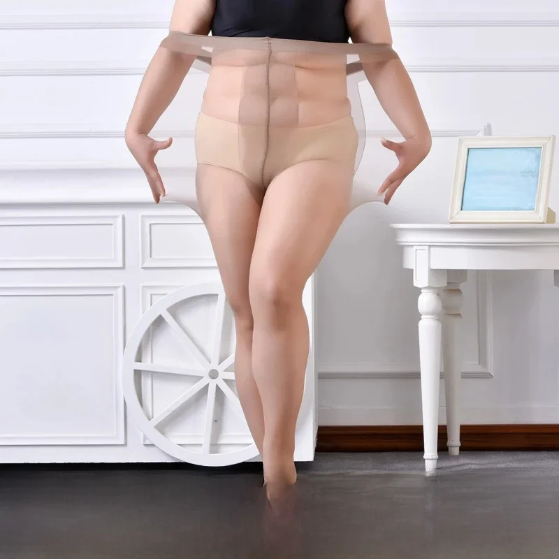 Letnie rajstopy damskie Plus rozmiar nylonowe cienkie rajstopy o dużych rozmiarach Sexy anty-hak Super elastyczna T krocza rajstopy damskie — zdjęcie 2