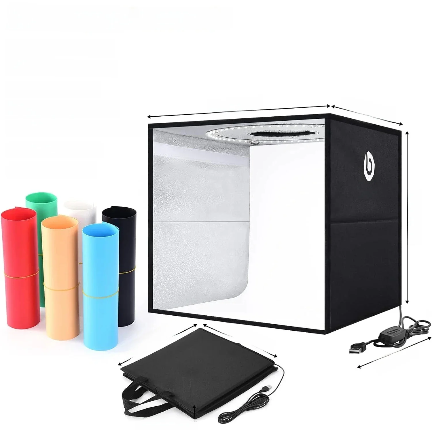 Lightdow Fotostudio Light Box Kit 12"x12"(30x30x30cm) met 120 stuks LED's 6 achtergronden voor fotografie Draagbaar Dimbaar Veelzijdig - afbeelding 2