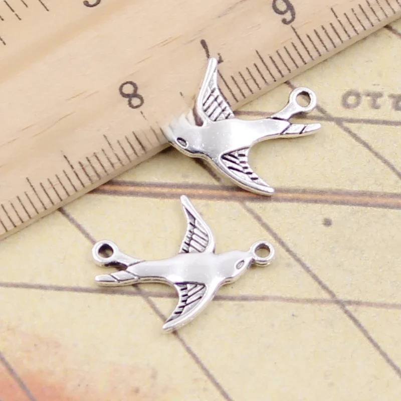 20szt Charms jaskółka ptak złącze 20x17mm DIY biżuteria retro bransoletka naszyjnik antyczny srebrny kolorowy wisiorek — zdjęcie 2