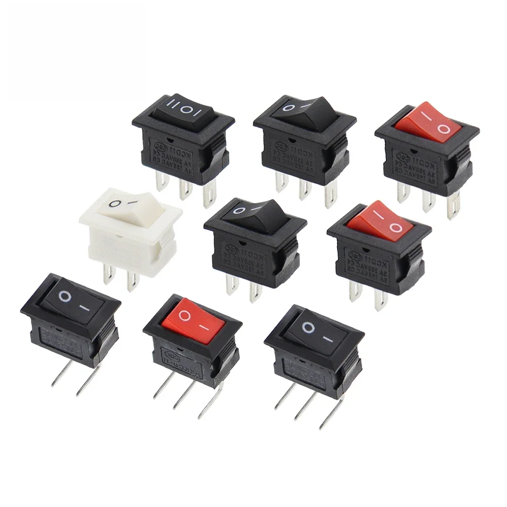 5/10PCS KCD11 Przełącznik kołyskowy 10*15mm Mini przełącznik przyciskowy ON-OFF / ON-OFF-ON 2 piny / 3 piny 3A 250VAC / 6A 125VAC 10x15mm — zdjęcie 2