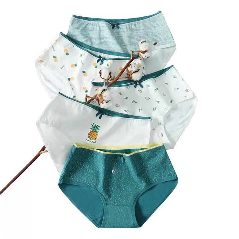 5 sztuk/zestaw majtki damskie bawełniane damskie bielizna bezszwowe miękkie kobiece majtki oddychające spodnie z nadrukiem bielizna dla młodych dziewcząt M-2XL — zdjęcie 2