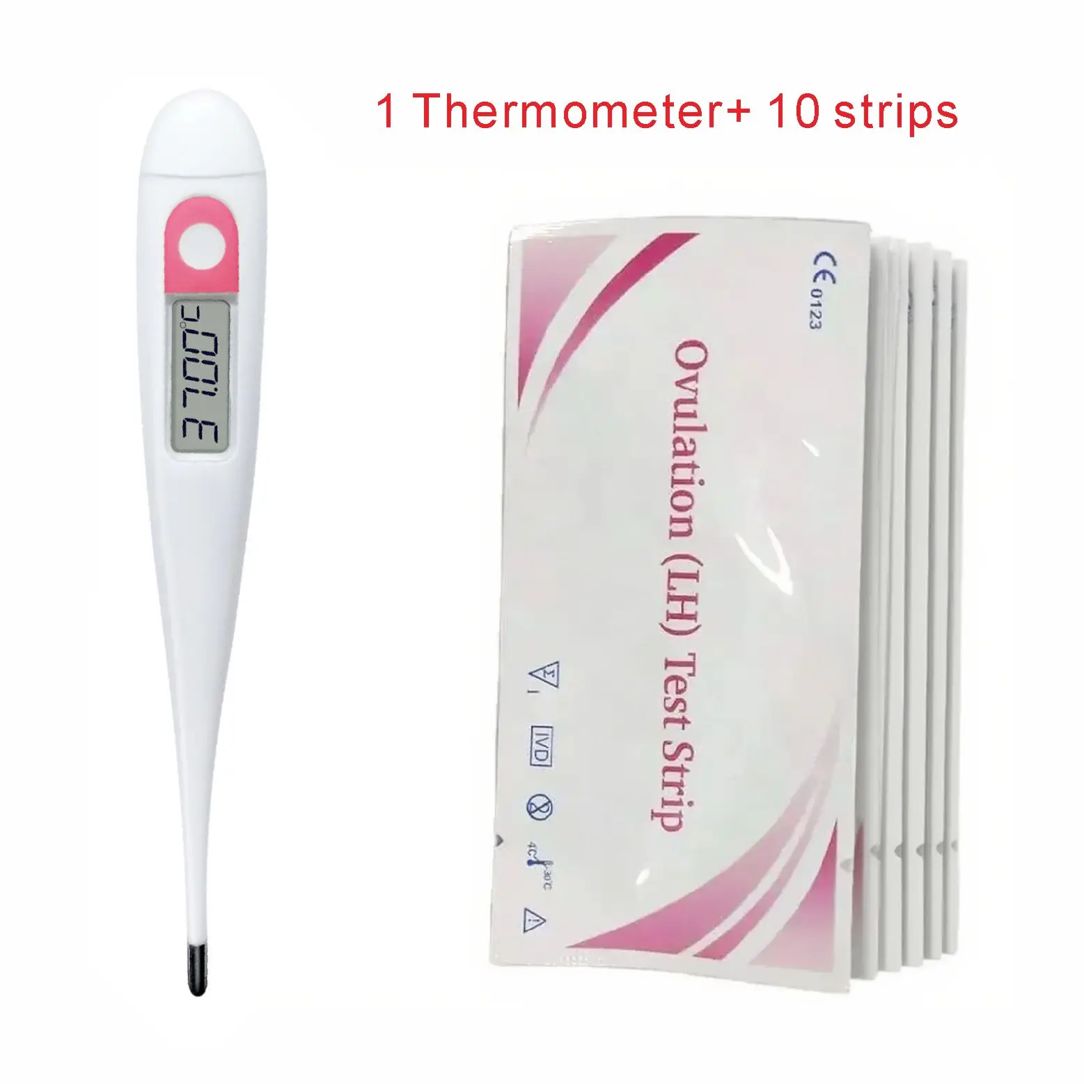 Kit de ovulación Termómetro básico digital con tiras reactivas de ovulación LH Predictor circular de tabla BBT para fertilidad y plan familiar