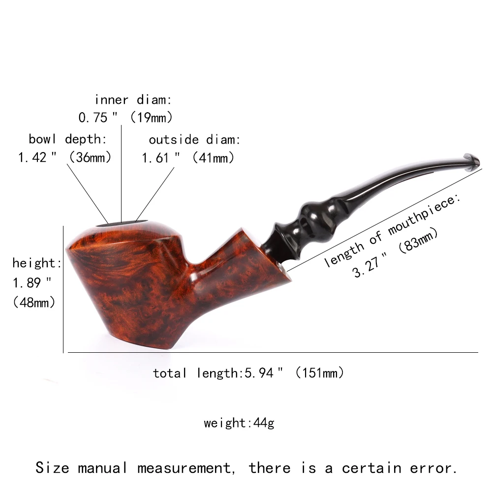 MUXIANG Handmade Briar Tobacco Pipe Freestyle Solid Wood Pipe Cumberland Colored Pipe Tip Father\'s Day Gift