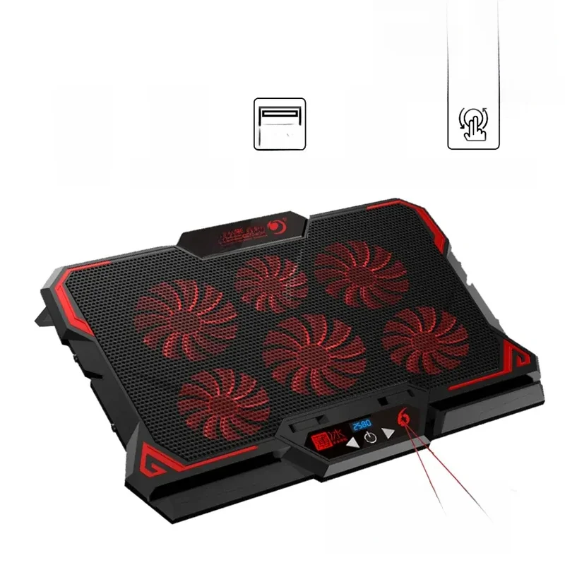 17-Zoll-Gaming-Laptop-Kühler, sechs Lüfter, einstellbare Windgeschwindigkeit, LED-Bildschirm,