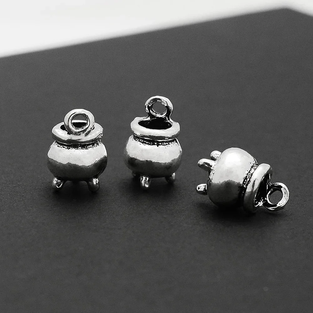 20 sztuk/partia-12x9mm kocioł wisiorki antyczne posrebrzane czarownica Halloween Charms materiały dla majsterkowiczów tworzenia biżuterii znalezienie akcesoria — zdjęcie 2