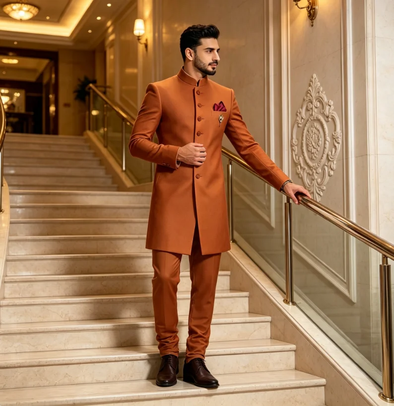 Modieus wit herenpak met opsta - Men Formal Wear Indian recensie en prijs