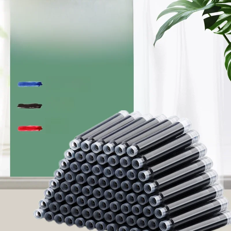 Stylo à plume jetable 2.6/3.4mm, cartouche d'encre, recharge de stylo, ensemble d'encre noir/rouge/bleu, fournitures scolaires et de bureau, papeterie cadeaux 50 pièces
