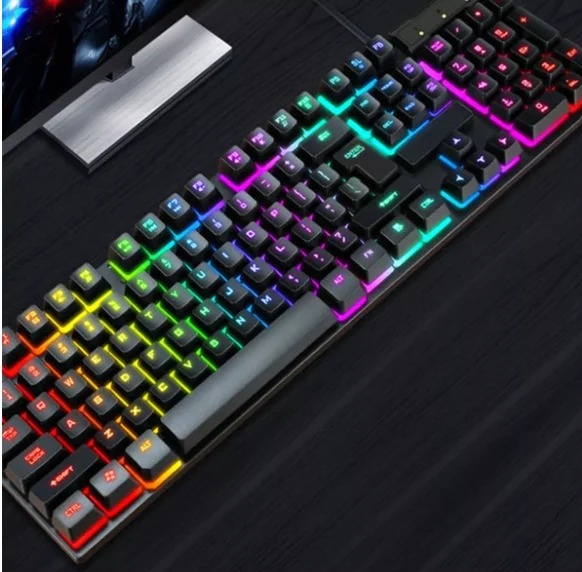 ألعاب Teclado شبه ميكاتيكو RGB LED تراجيلومينادو كومبوتادور الكمبيوتر الأصلي