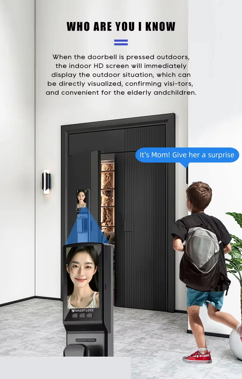3D Face Smart Door Lock with Screen Digital Password Electronic Key IC Card APP Unlock Home Fingerprint Locks