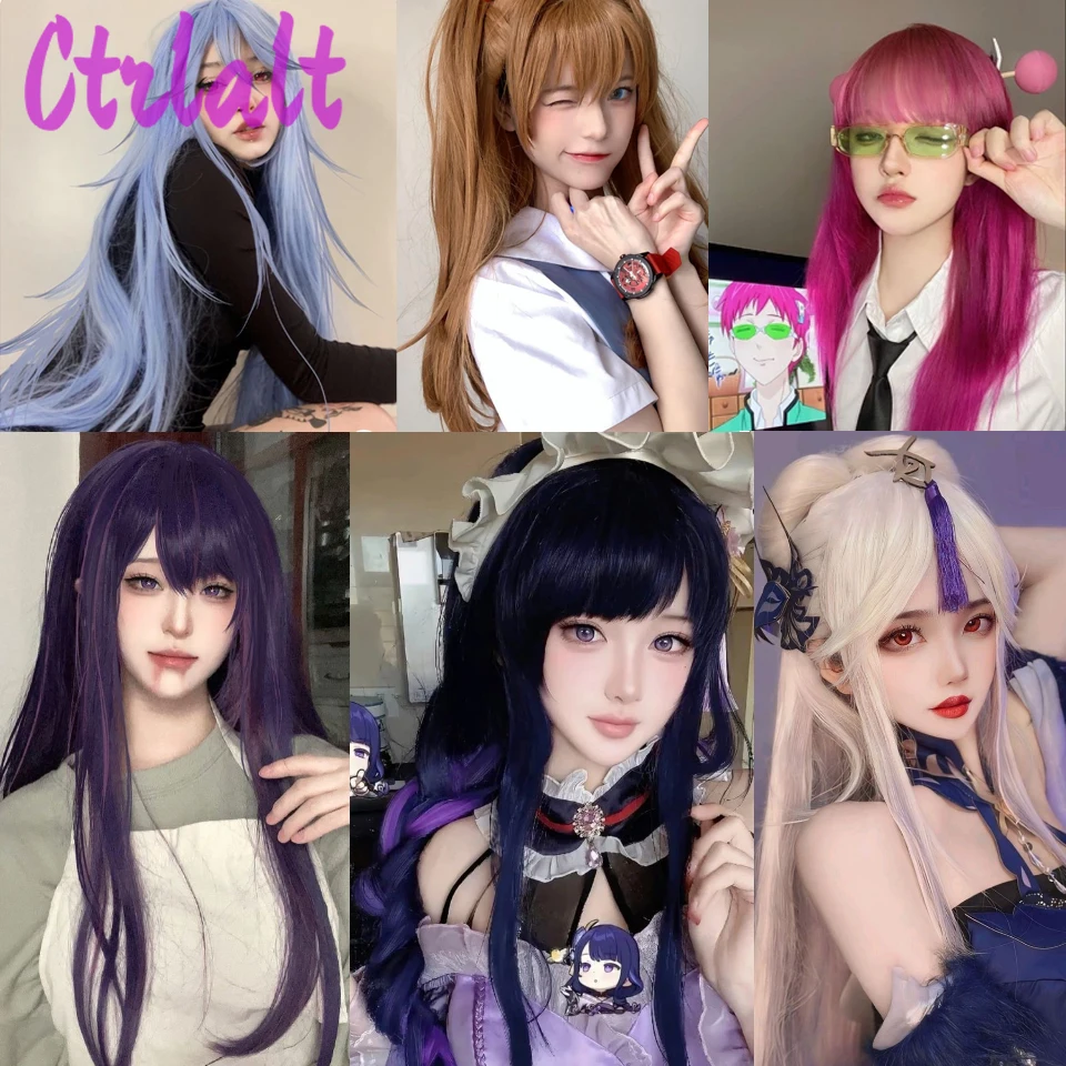 100cm Long Straight  Wigs Synthetic Blonde Red Blue Cosplay Wig High Temperature Fiber  Anime Wigs For Women Fake Hairpiece