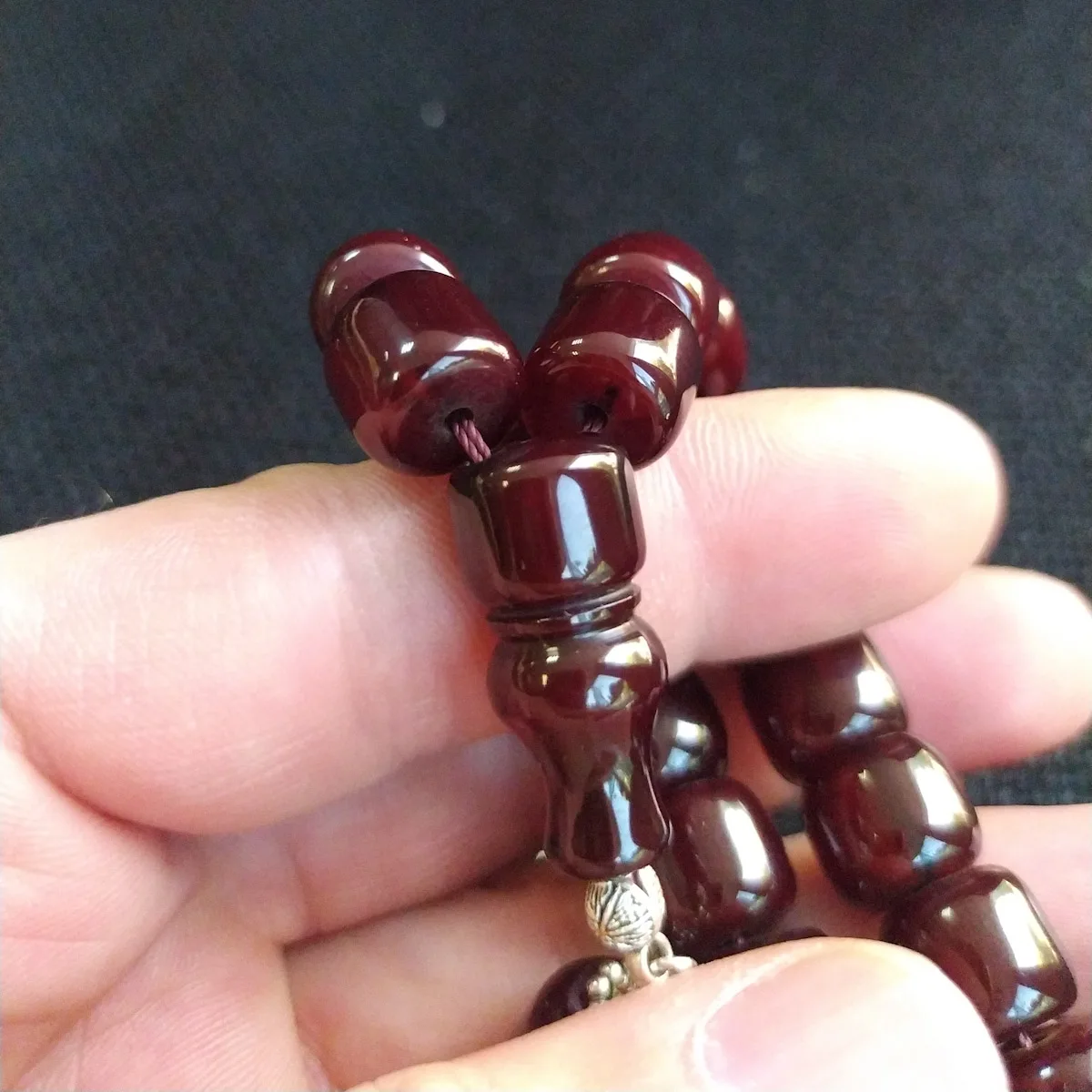 Cherry Amber Rosary, Jadid Faturan Tasbih, New Bakelite Amber Prayer 33 Beads, Master Osama Omari, Misbaha, 11 mm Barrel  مسبحة