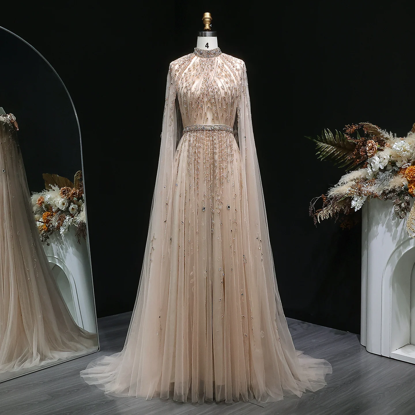 extravagant formal dress Champagne Sheath Evening Dress Halter High Neck Open Back Allover Art Deco Crystal Beaded Luxury Formal Gown Floor Length