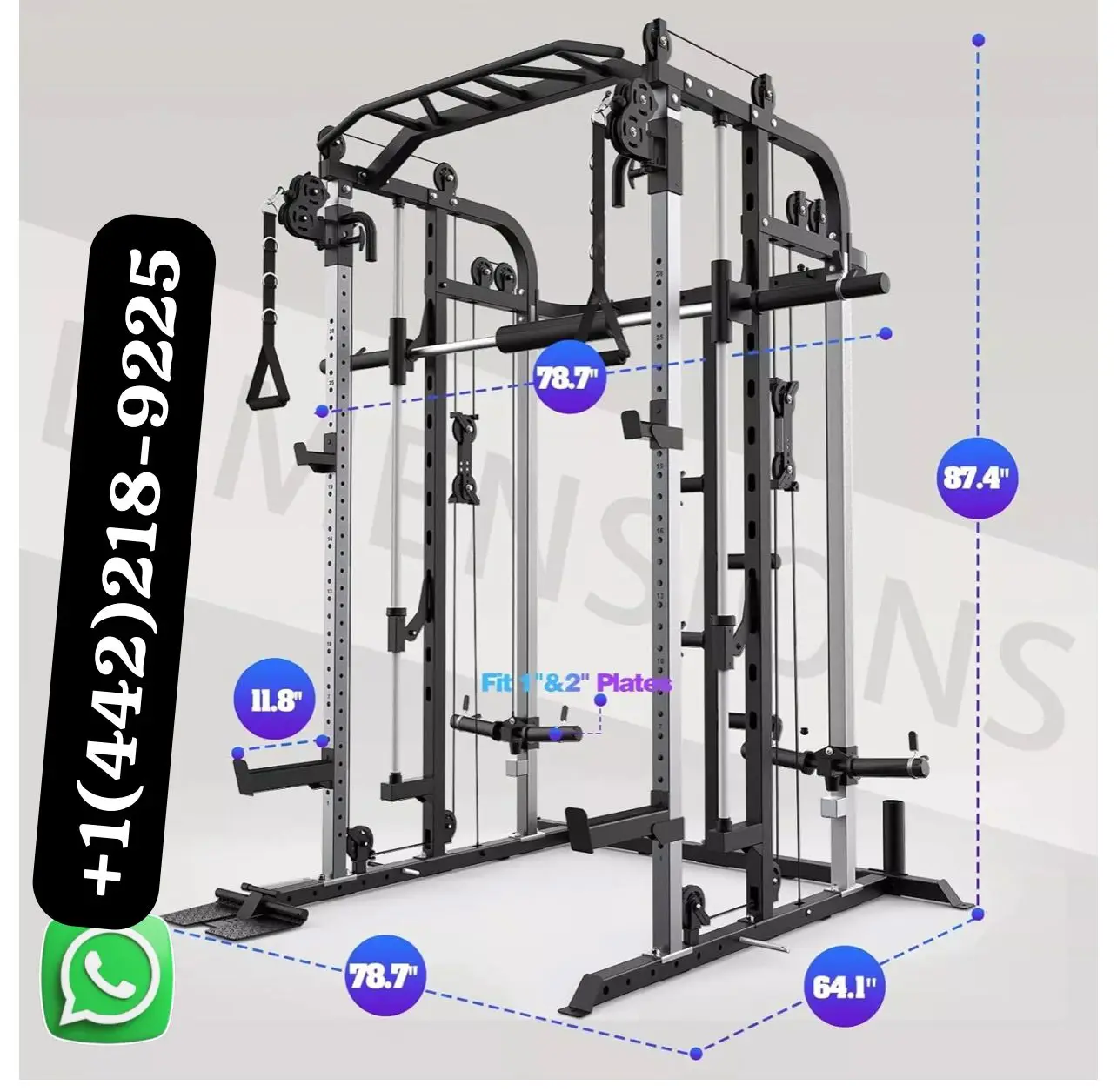 

Buy 3 get 2 free Smith Machine, Multifunctional Power Cage Rack with Smith Bar and Cable Pulley