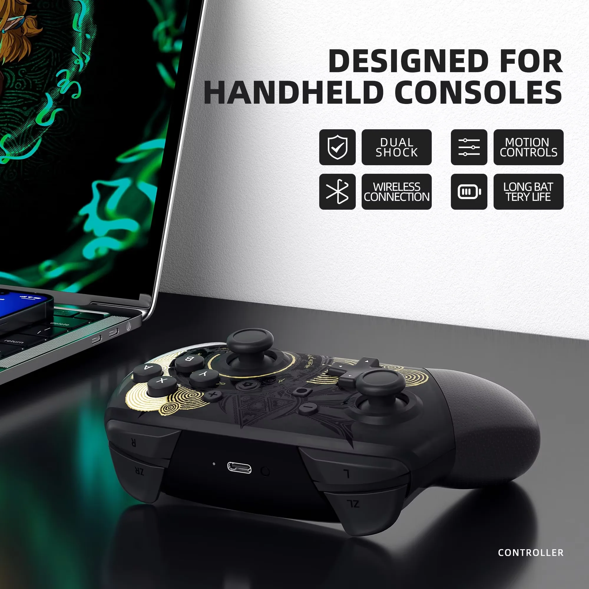 Kontrolery Joy-Pad Switch Pro kompatybilne z Switch/OLED/Lite, bezprzewodowy kontroler Switch z funkcją somatosensorycznej i wciągającej wibracji