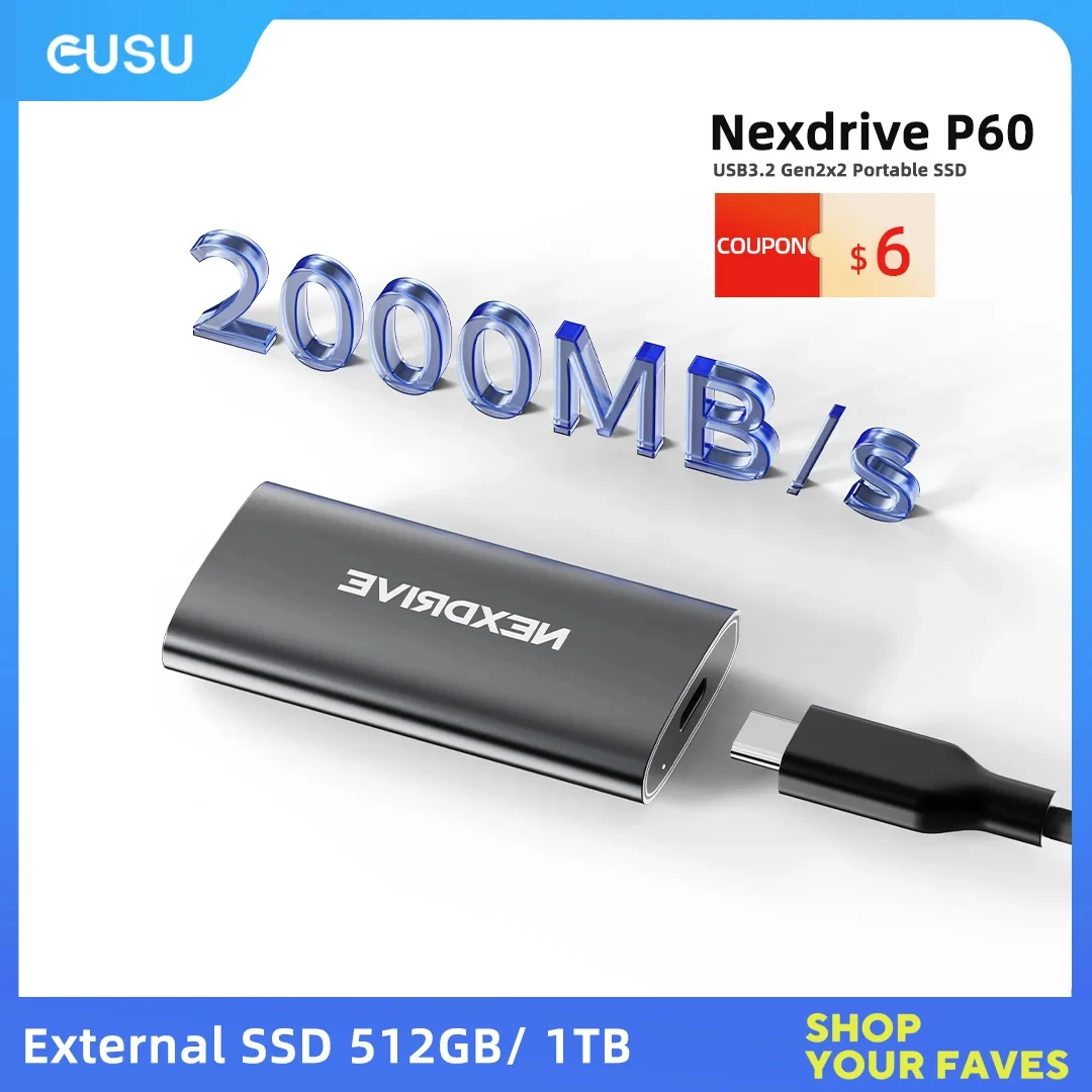 

CUSU 20 Гбит/с PSSD 512 ГБ 1 ТБ Портативный SSD Внешний жесткий диск USB3.2 Тип C Мобильный твердотельный диск для iPhone 16