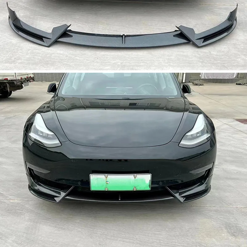 2023 Tesla Model Y Front Bumper Lip Glossy Deflector Chin Guard Trim Cover Modified Body Kit Diffuser For Model 3 Y 2017-2023