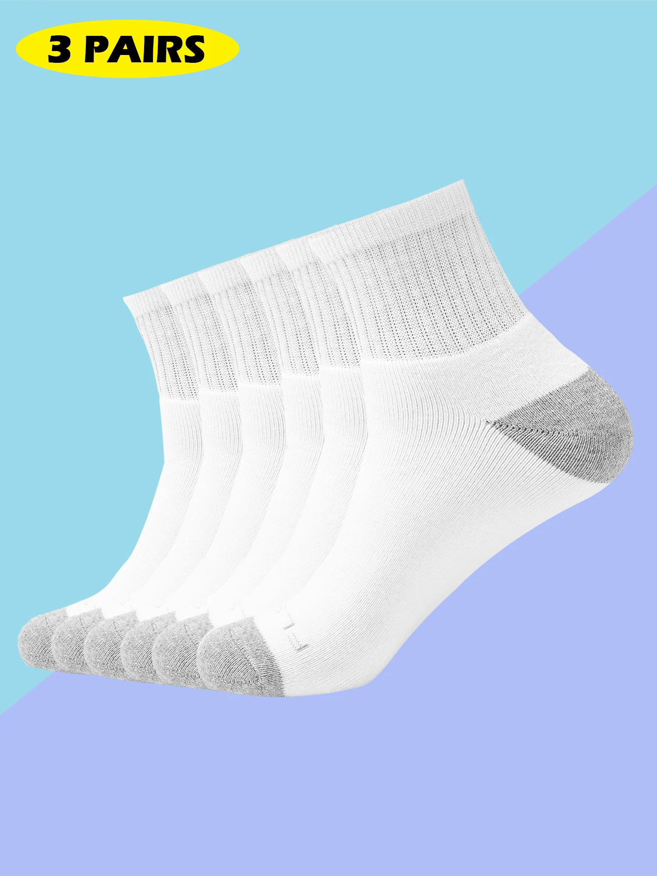 

3 Pairs Men's Ankle Cotton Socks with Cushion, Athletic Running Socks for Men&Women