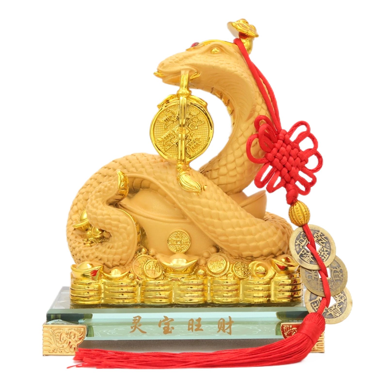 

BWinka 2025 Feng Shui Chinese Snake Zodiac Year Golden Resin Collectible Figurines Decoration for Luck & Wealth Perfect for Your