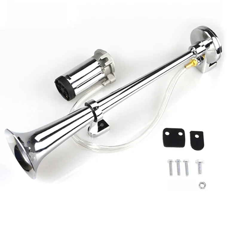 Universele 17 inch Enkele Trompet Auto Luchthoorn 12 V Compressor 150DB Super Luide Luchtslang Auto Hoorn Luidspreker voor vrachtwagen Boot Motorfiets - afbeelding 2