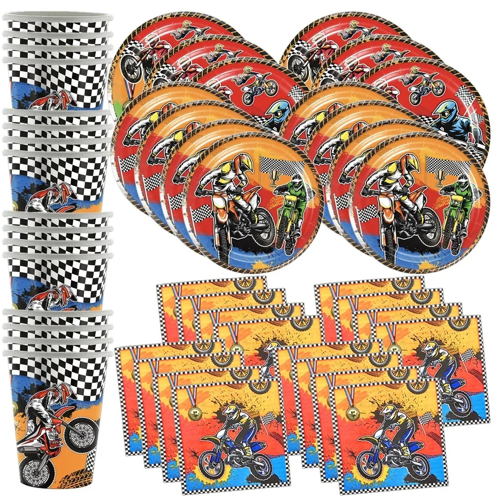 AliExpress PartiesTour Motorcycle Bike Party Tableware Set 7/9inch Plates Cups Nakpins Kids Boys Motorcycle Biker Birthday Party Decorations Supplies