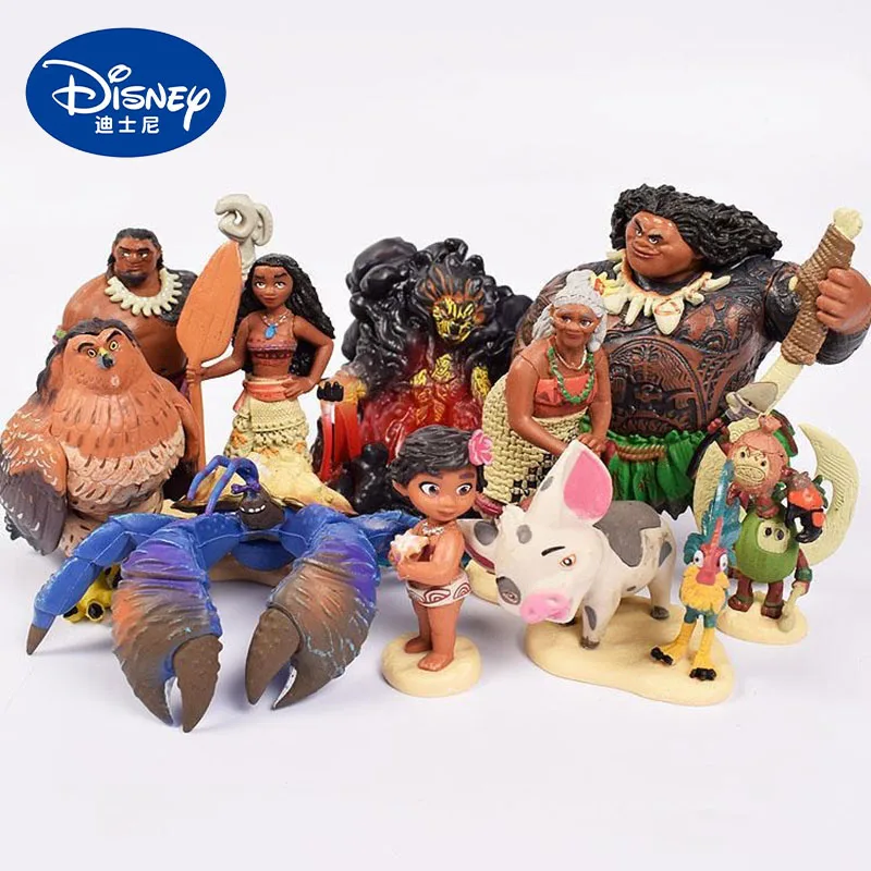 Hot 10/6pcs Disney Princess Moana Action Figure Model Toys Anime Moana 2 Ocean Adventure Film Collection Figure Dolls for Kids