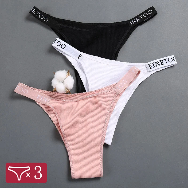 

Women's 3Pcs/Set Panties Cotton Low Waist Briefs Female Underpants Sexy Thong Underwear Solid Color Girls Intimates Lingerie New