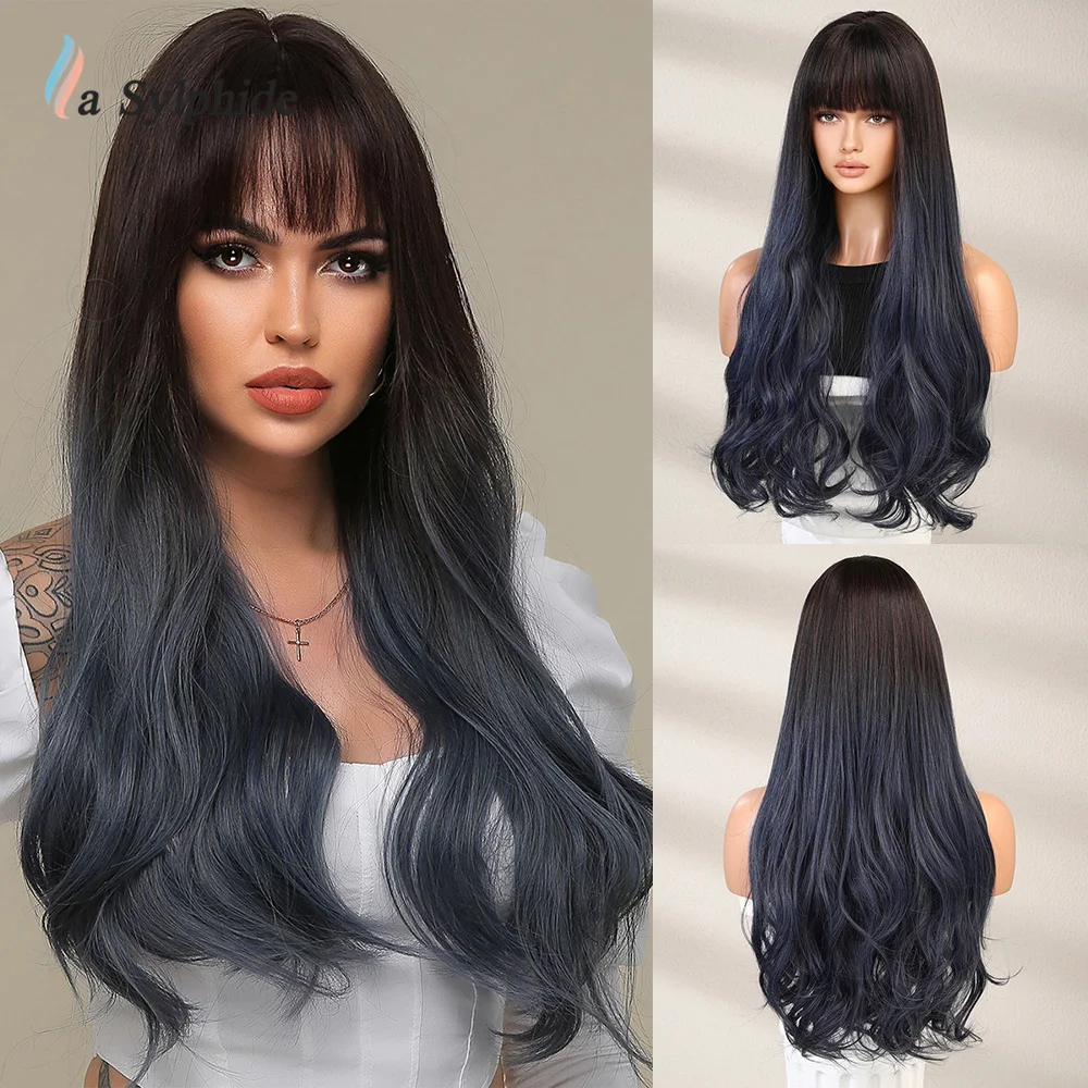 

La Sylphide Long Black Wig Wavy Wigs High Quality Synthetic Wigs Free Shipping Party Dresses Cosplay Costume High Density