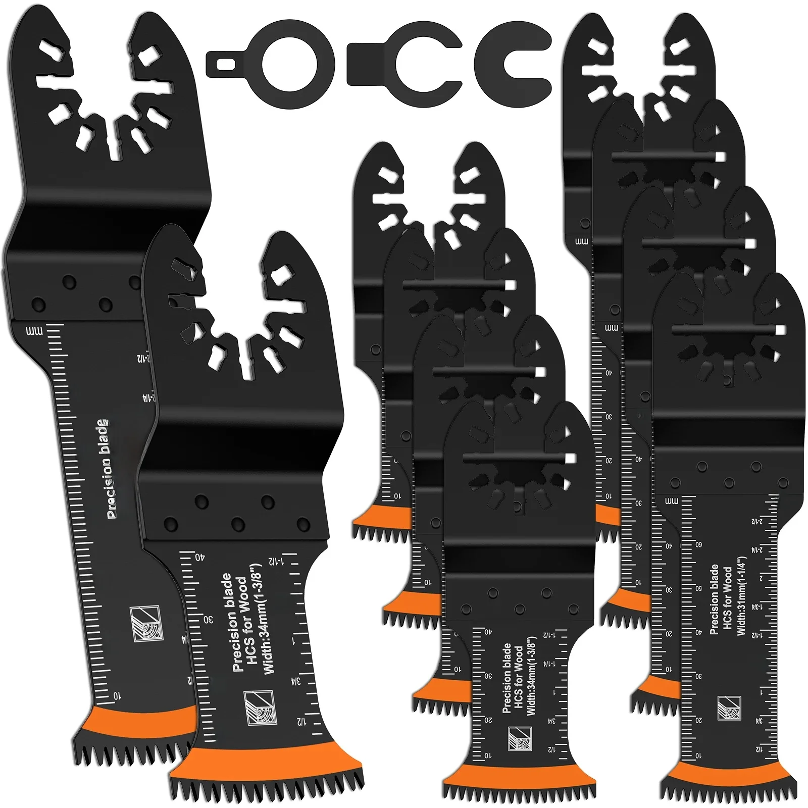 8/10 Stuks Japanse Oscillerende Zaagbladen HighCarbon Teel Bi-Metaal Gebogen Rand Multitool Blades Sharp Slijtvast Snijblad - afbeelding 2