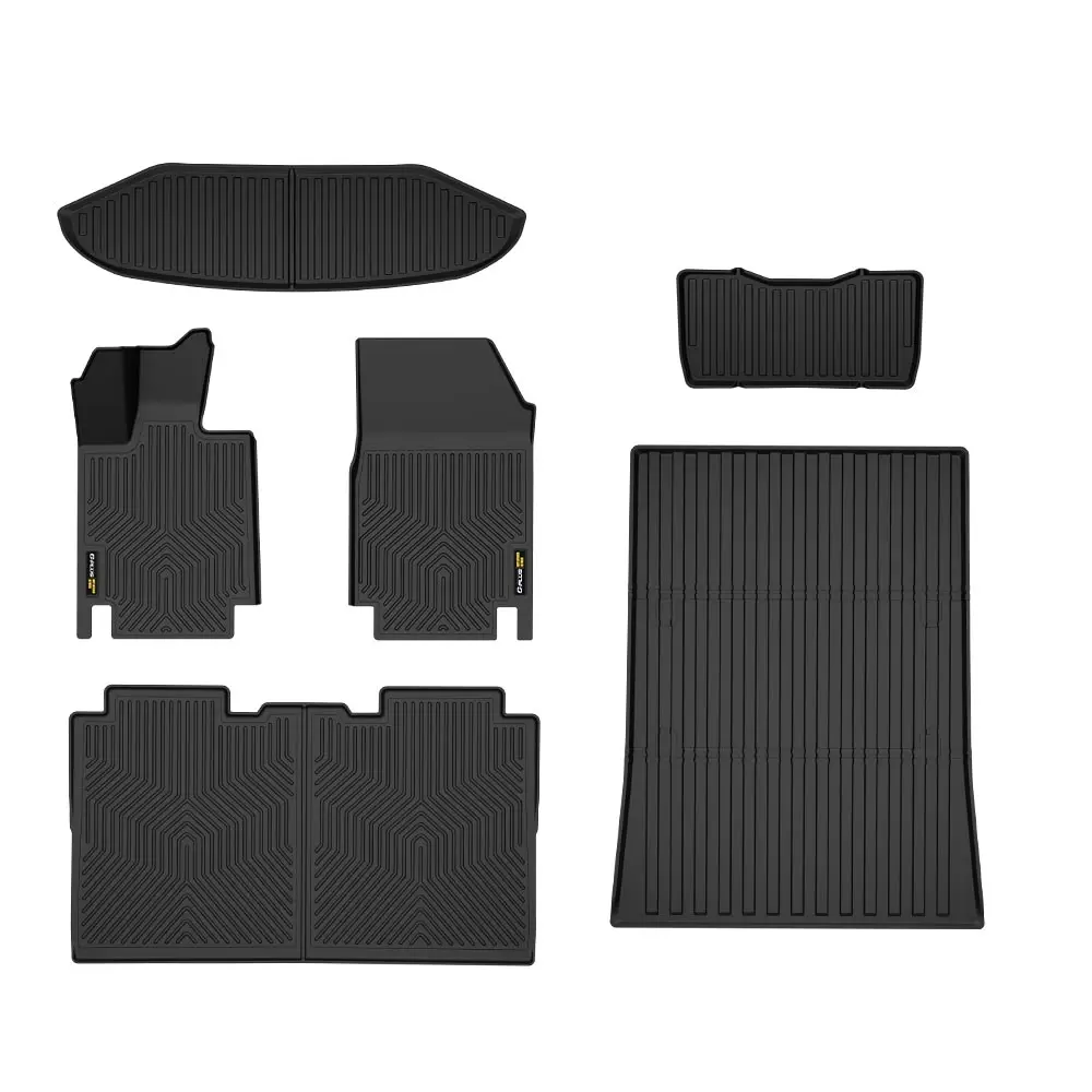 

Комплект из 6 ковриков для Tesla Cybertruck 2023-2025: передние, задние и в кузов (грузовой отсек), черные, противоскользящие, простая установка
