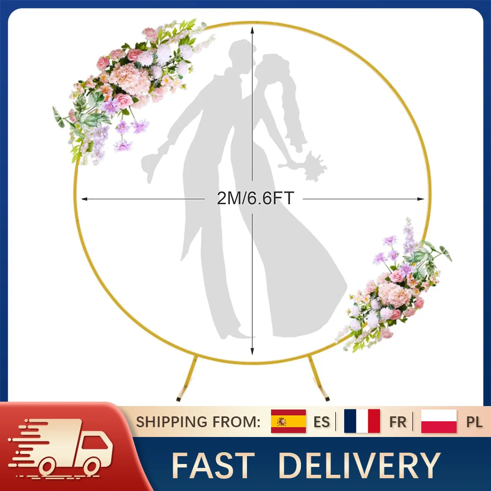 Soporte circular de Metal para boda, arco de globos redondo, flor, fondo dorado, marco artesanal, enrejado de jardín, decoración para fiesta de cumpleaños