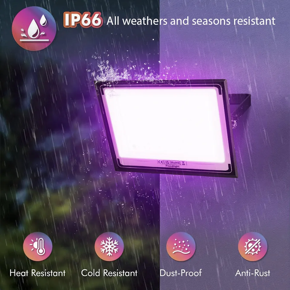 Pack of 2 RGB LED spotlights, Outdoor Color-Changing Adjustable Projector A701736f257e843058cba962e348e7bacB
