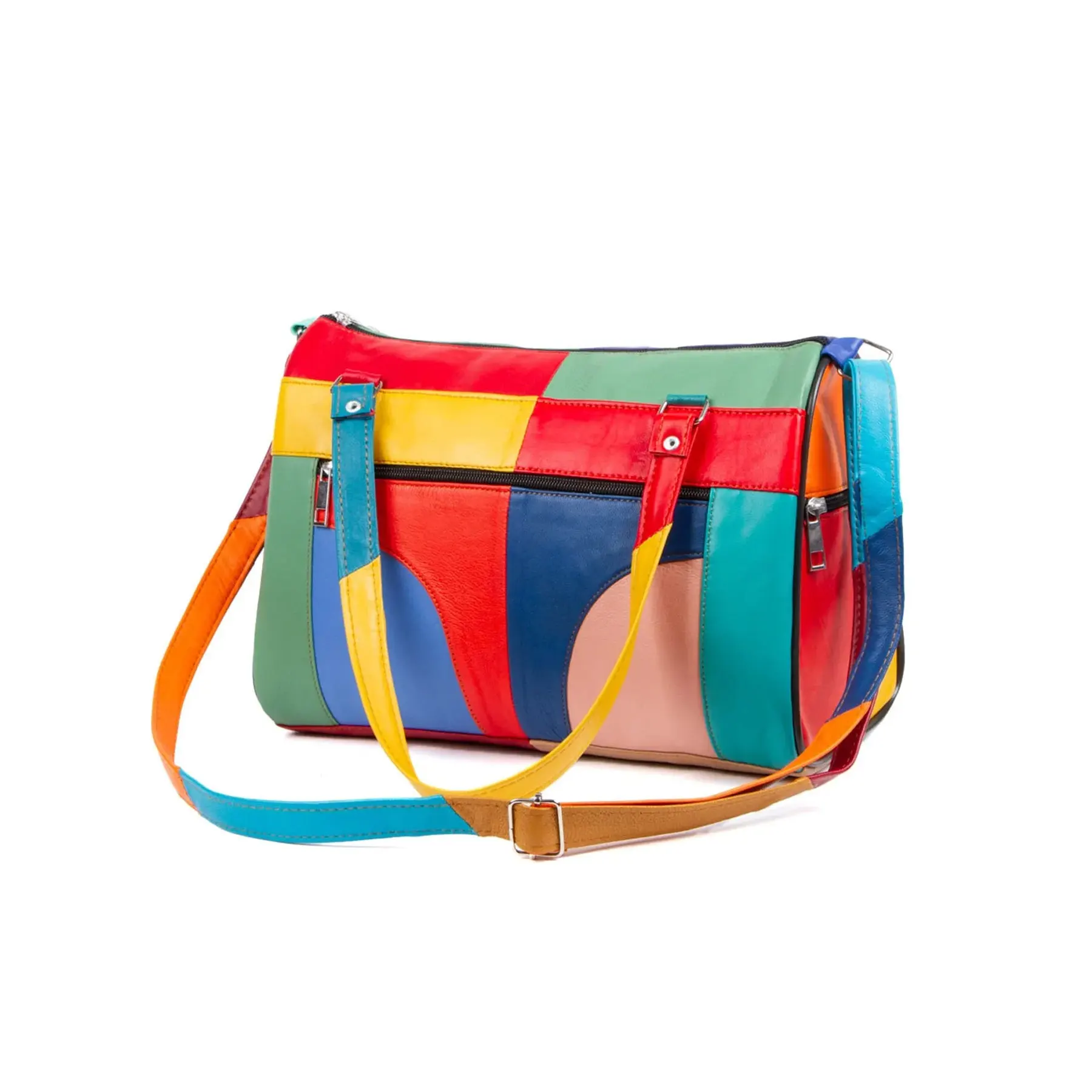 Lederax-Bolso de mano y hombro con cinco compartimentos para mujer, de cuero genuino, LD332