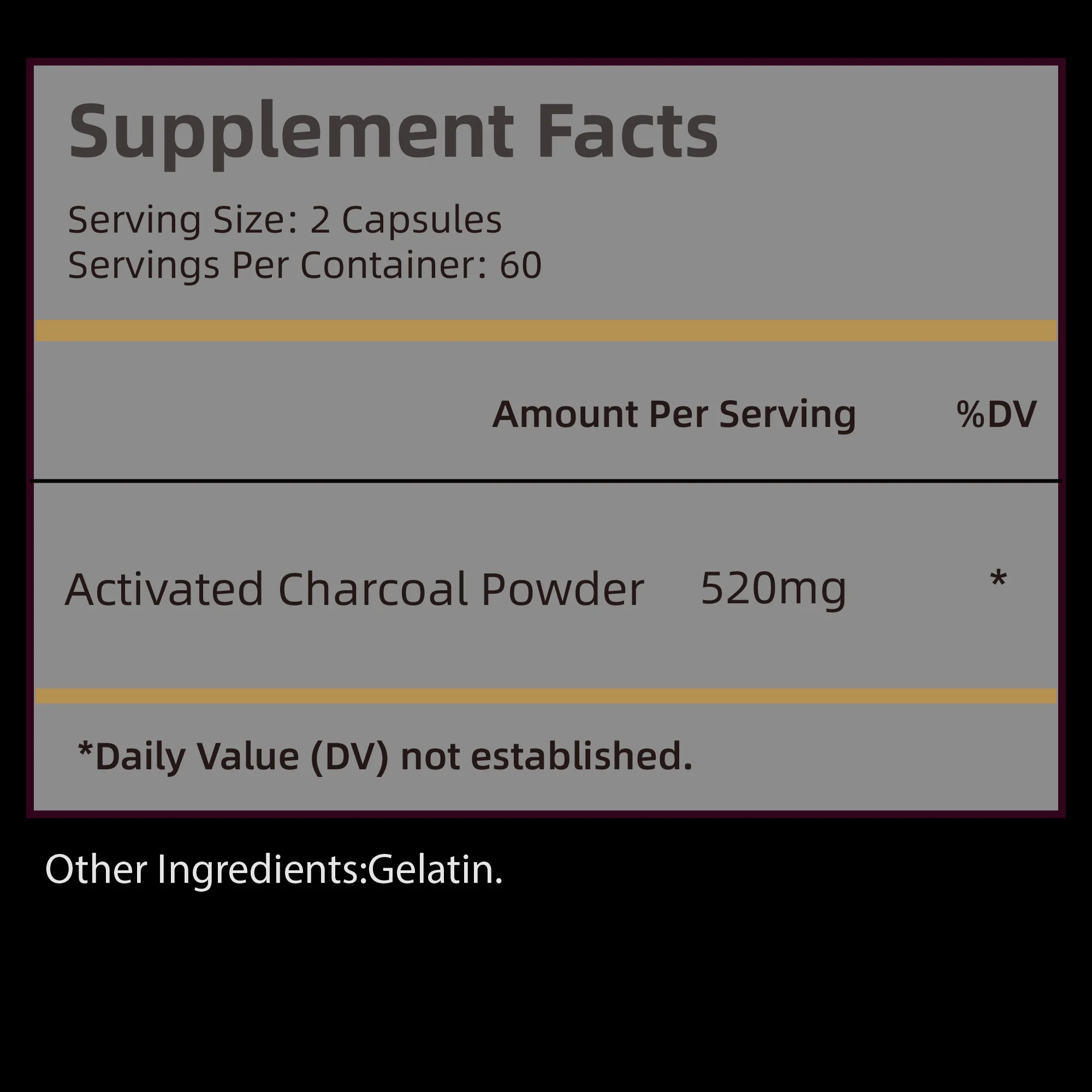 Activated Charcoal Capsules - Intestinal Cleansing, Promotes Digestion, Relieve Bloating - 120 Capsules