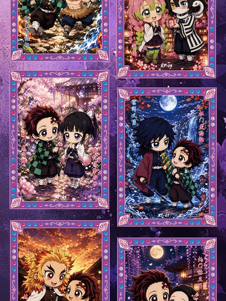 Wholesale Demon Slayer Metal Diamond Card Kimetsu No Yaiba Anime Collectible Trading Cards Tanjirou Nezuko Hashira Rare Cards