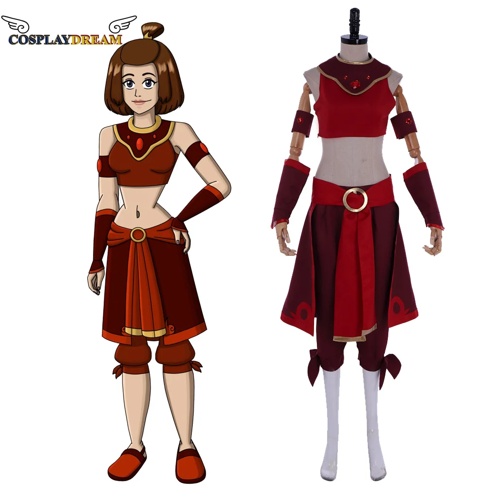 

Anime Cosplay Costume Kyoshi Warriors Suki Costume Fire Nation Cosplay Suit Red Dress for Women