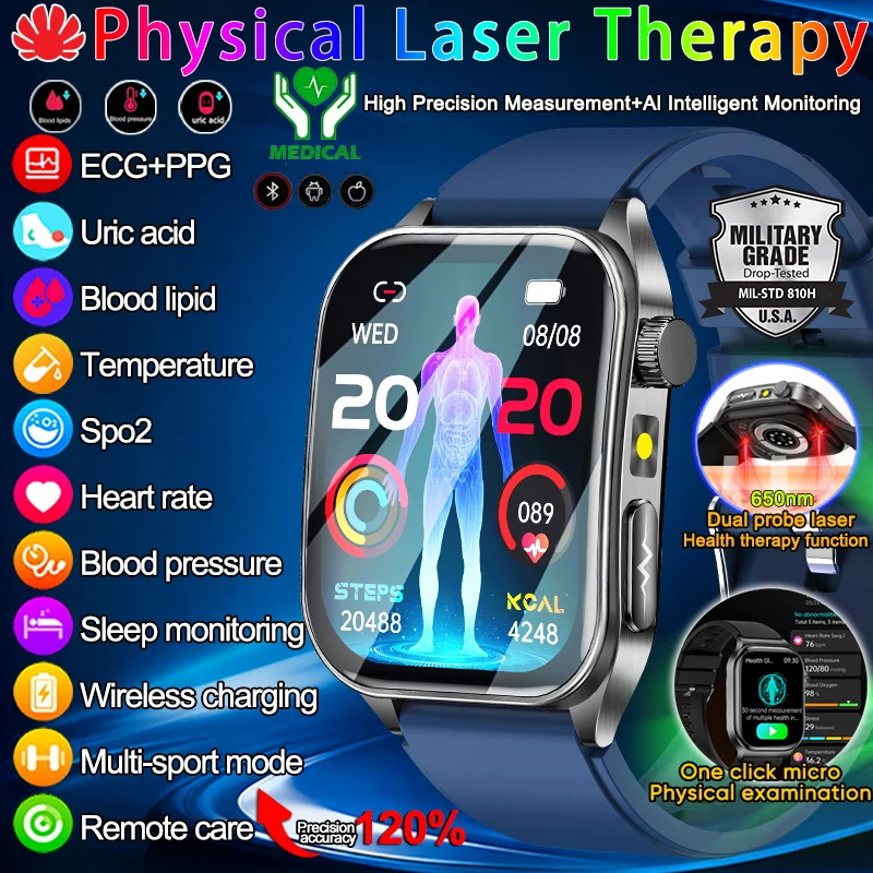 

2025 New Accurate ECG Smart Watchs Blood analysis Blood Lipid Blood BP Heart Health Analysis tracker Clock Smart Watches For Men