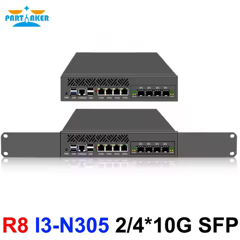 Partaker 1U Rack Mini PC 2x10G SFP+ 4x i226-V 2.5G Intel I3-N305 DDR5 M.2 Nvme Network Router Server Firewall Appliance AES-NI