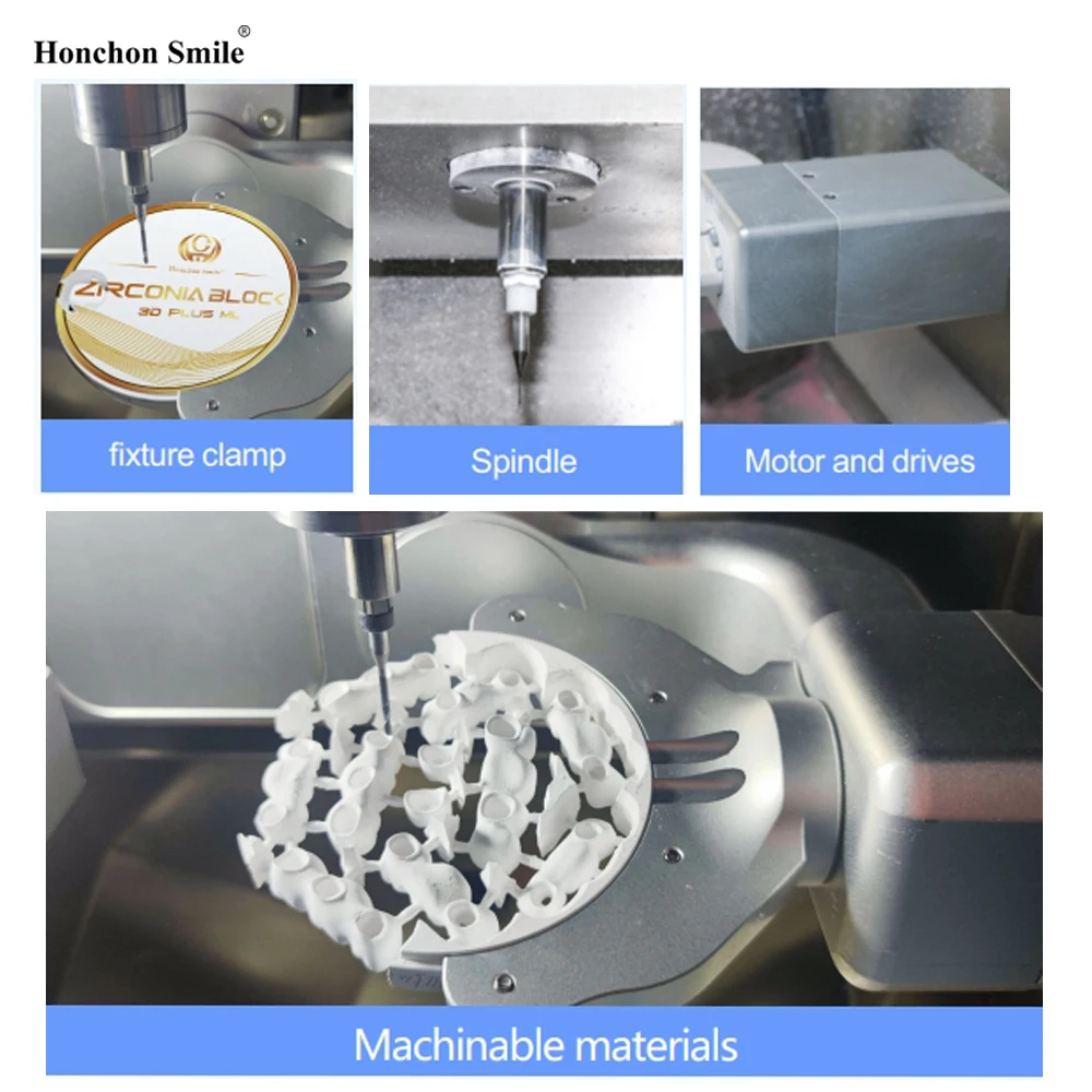 Fresadora Dental de circonita, máquina de fresado CAD CAM de 5 ejes, para máquina de PMMA de cera de bloque de circonita/fresadora en seco