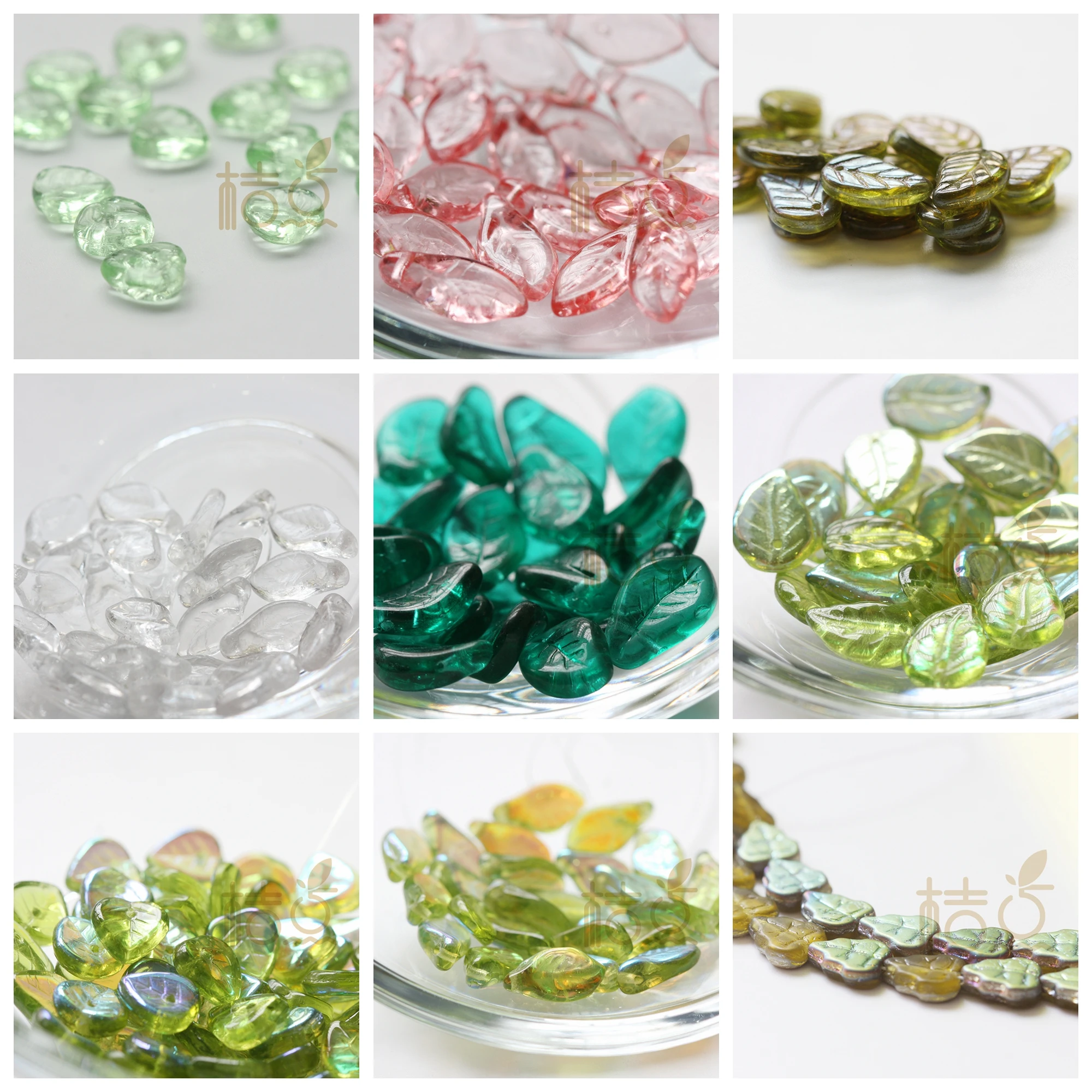 10 Pieces Czech Glass Multiple Style Beads - Leaf (274)