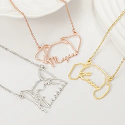 Pet Ear Name Pendant Stainless steel Custom Dog Necklace Personalized Cat Necklaces Animal Pet Memorial Women Gift for Pet Lover