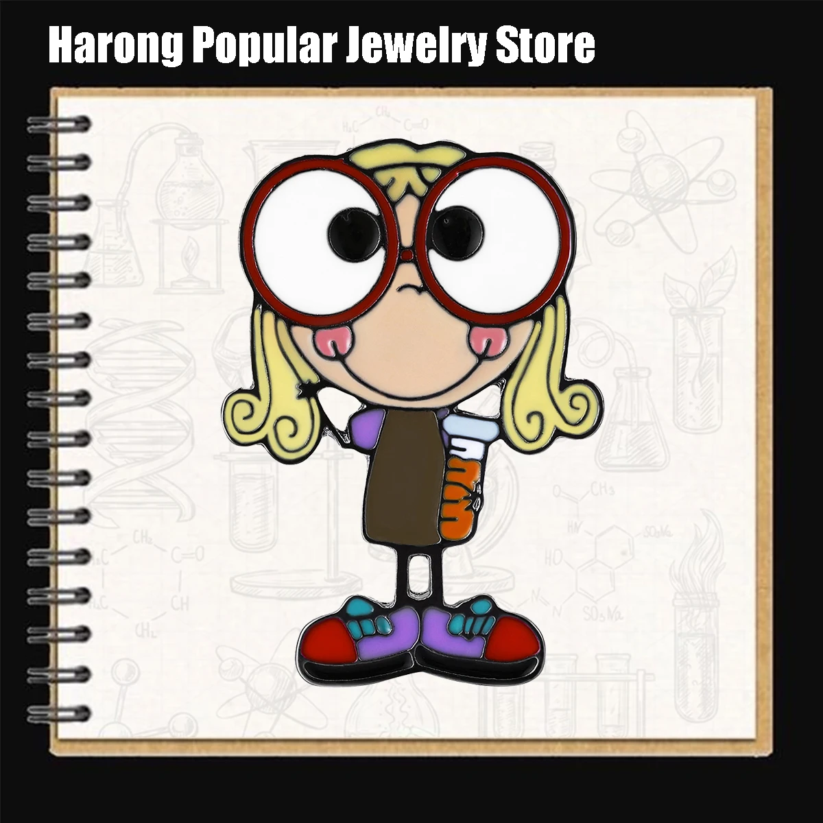 Harong Cute Science Lab Enamel Brooch Pins Funny Chemistry Lapel Lanyard Coat Bag Badge Gift for Student Researcher Colleague