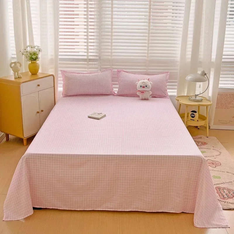 Drap plat pour lit Double, 1 pièce, draps supérieurs uni de couleur unie, draps plats simples/Queen/King, draps doux en lin pour la maison