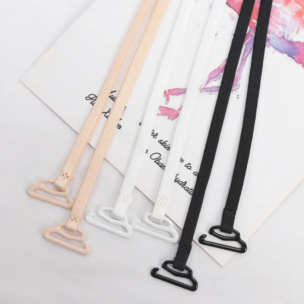 Bretelles spaghetti fines pour femmes, sous-vêtements invisibles initiés, sangle de soutien-gorge non ald, accessoires de lingerie noire, 5mm, 1 paire
