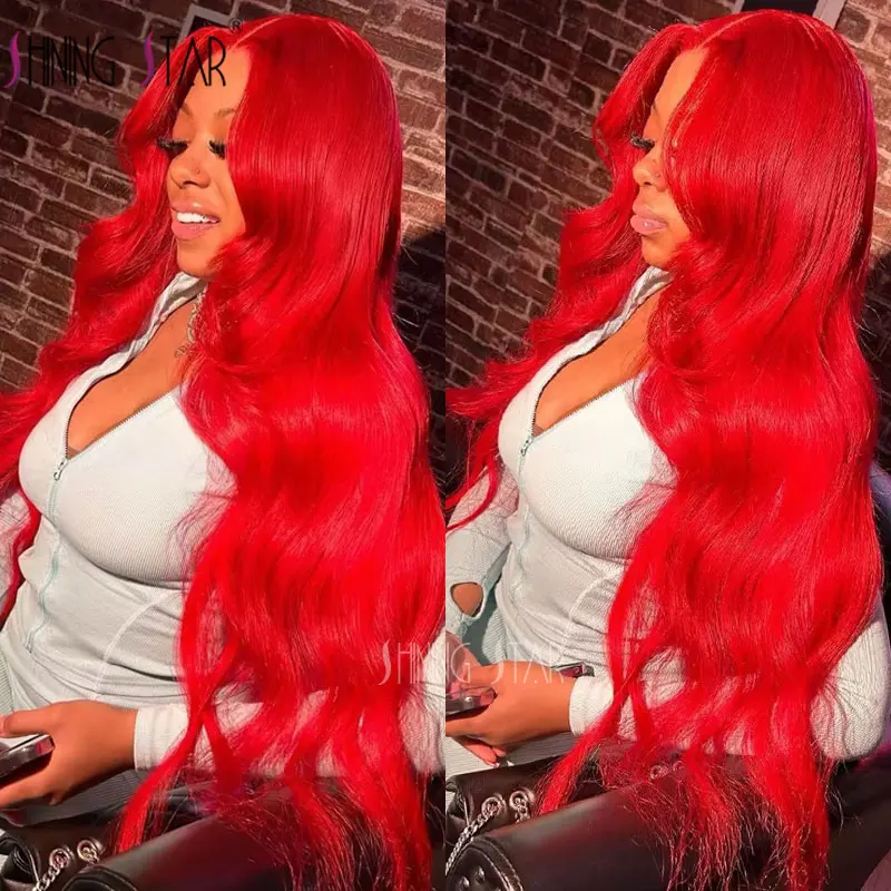 

Body Wave Lace Front Human Hair Wigs 13X6 13X4 Red Colored Transparent Straight Lace Frontal Wigs Human Hair For Black Women