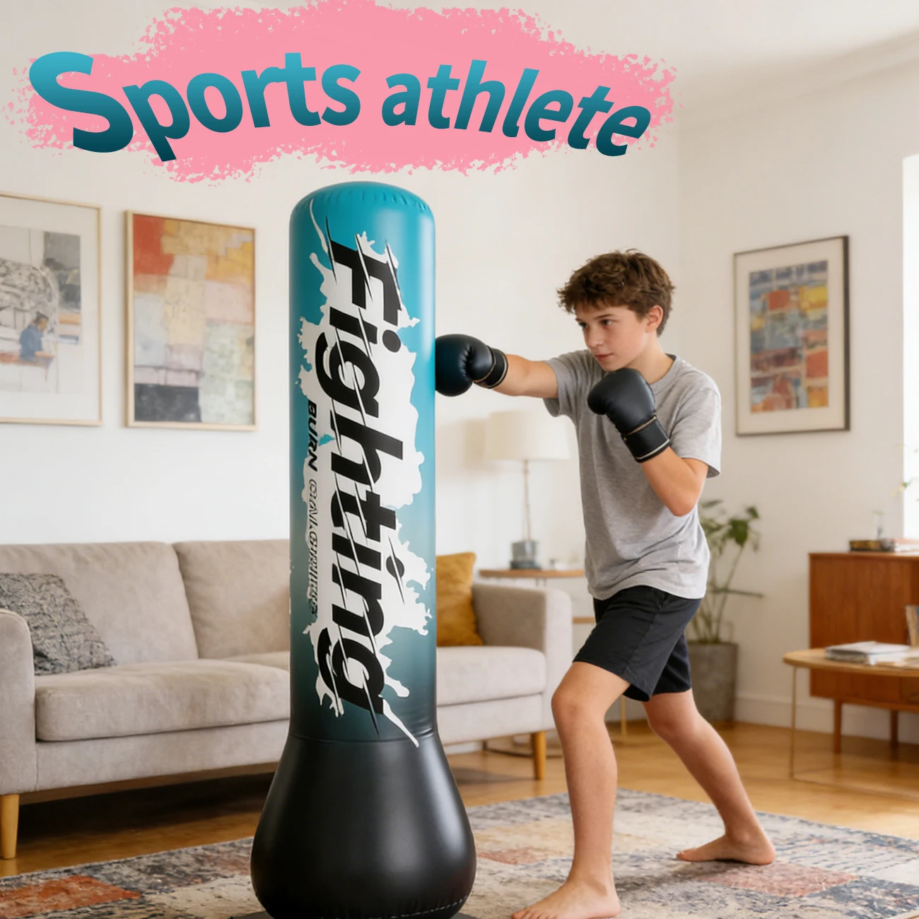 Sacco da Boxe Gonfiabile, Giocattolo per Allenamento, Regalo per Ragazzi, Taekwondo, MMA e per Alleviare l'Energia Accumulata